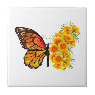 Carreau Flower Butterfly with Yellow California Poppy