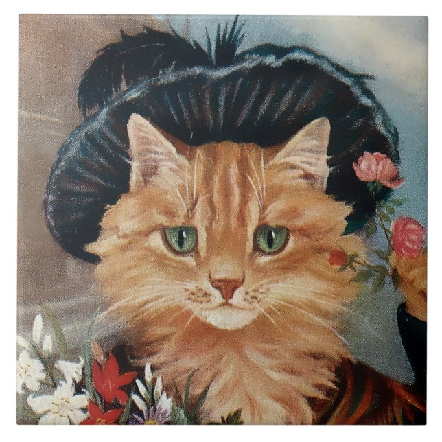 Carreau « Flower Girl Gypsy Kitten » par GL Barnes (Devant)