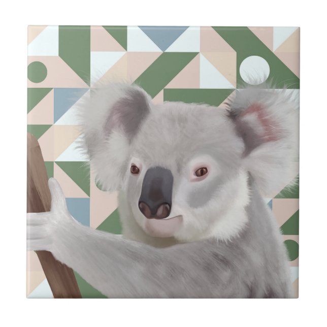 Carreau Fluffy Koala Green Arrière - plan géométrique (Devant)