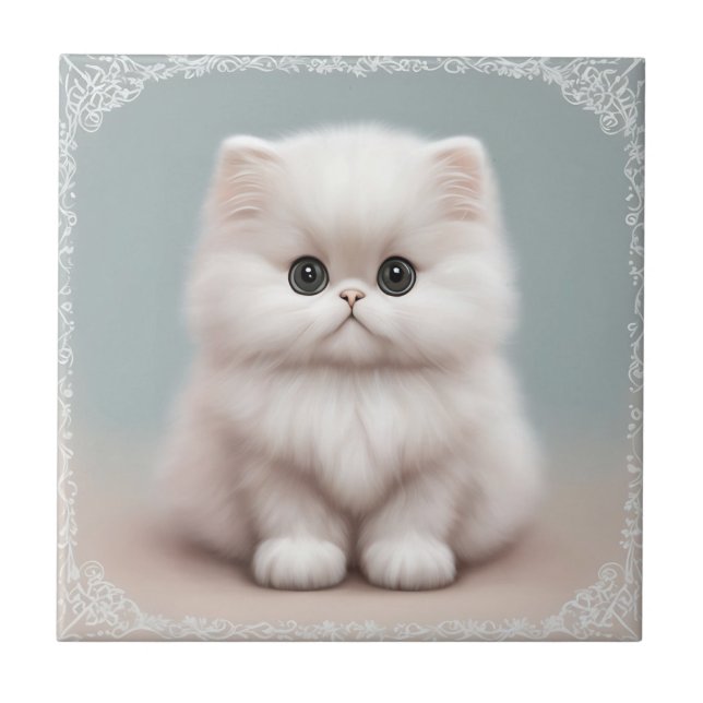 Carreau Fluffy Persian Nursery Cat Art (Devant)