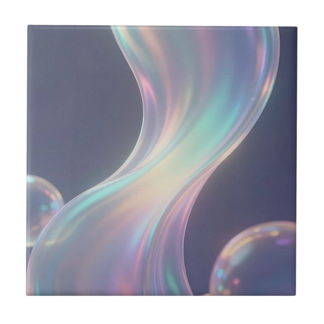 Carreau Flux de bulles abstrait iridescent (Devant)