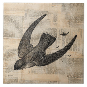Carreau Flying Bird Art Vintage Bird