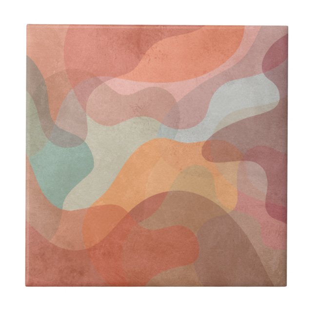 Carreau Fond de blobs pastel superposés abstraits (Devant)