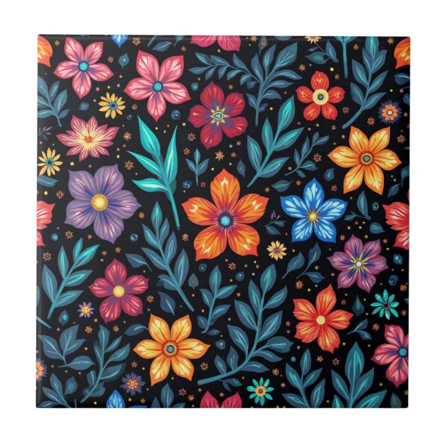 Carreau Fond de bouton floral coloré (Devant)