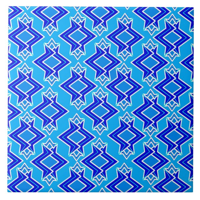 Carreau Fond d'écran Art déco Motif, bleu cérulean (Devant)