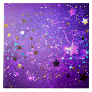 Carreau Fond en feuille de papier violet avec des étoiles