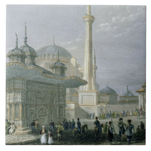 Carreau Fontaine et carré de St Sophia, Istanbul, engra