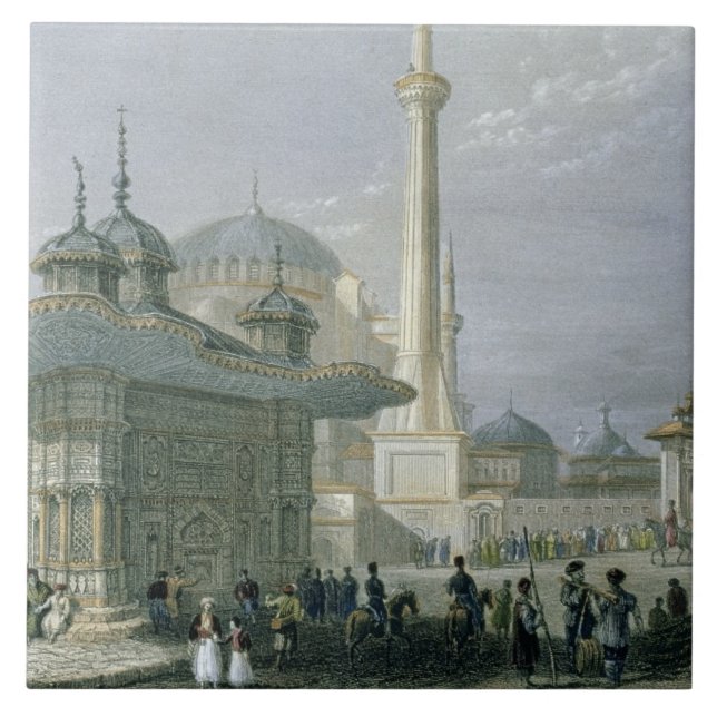 Carreau Fontaine et carré de St Sophia, Istanbul, engra (Devant)