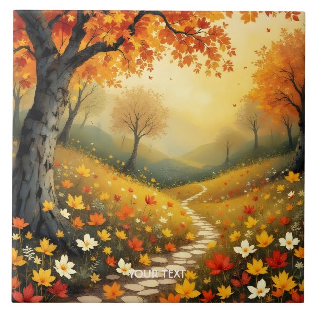 Carreau Forêt d'automne orange fantaisie mignonne (Devant)