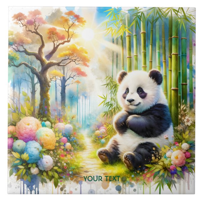 Carreau Forêt de bambou de Panda mignonne Imaginaire (Devant)