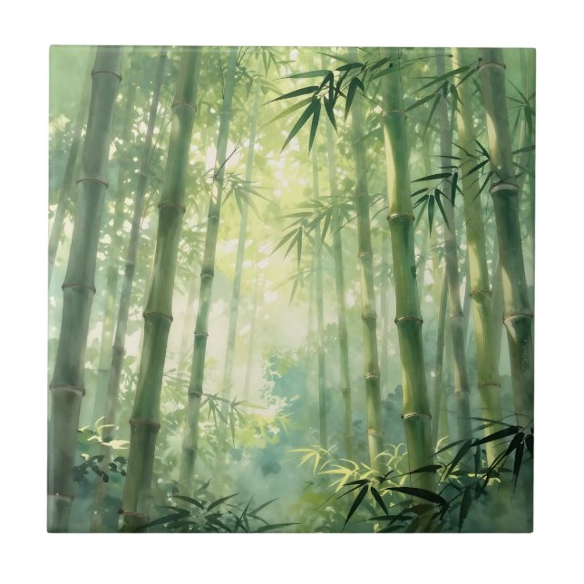 Carreau Forêt de bambou sereine lueur de brume (Devant)