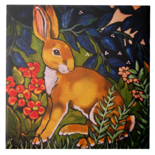 Carreau Forêt de lièvre de lapin artistique William Morr