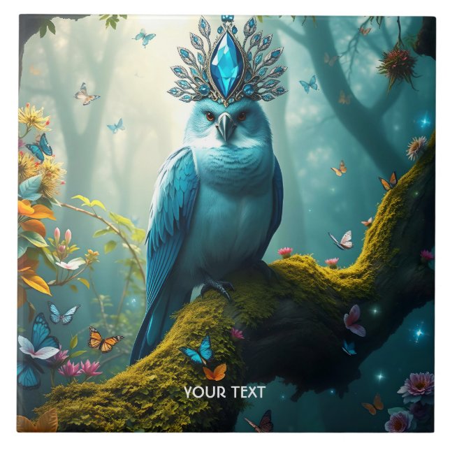Carreau Forêt d'oiseaux bleu mignon Imaginaire (Devant)