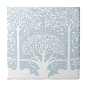 Carreau Forêt enchantée Calme Bébé Bleu Arbres