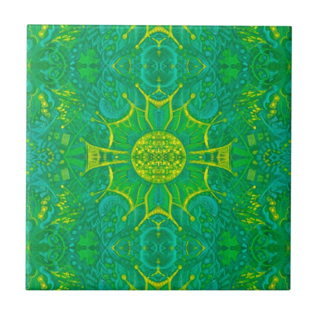 Carreau Forêt papillon Bohème Arabesque Motif Vert (Devant)