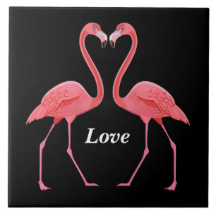 Carreau Forme de coeur de Flamants roses