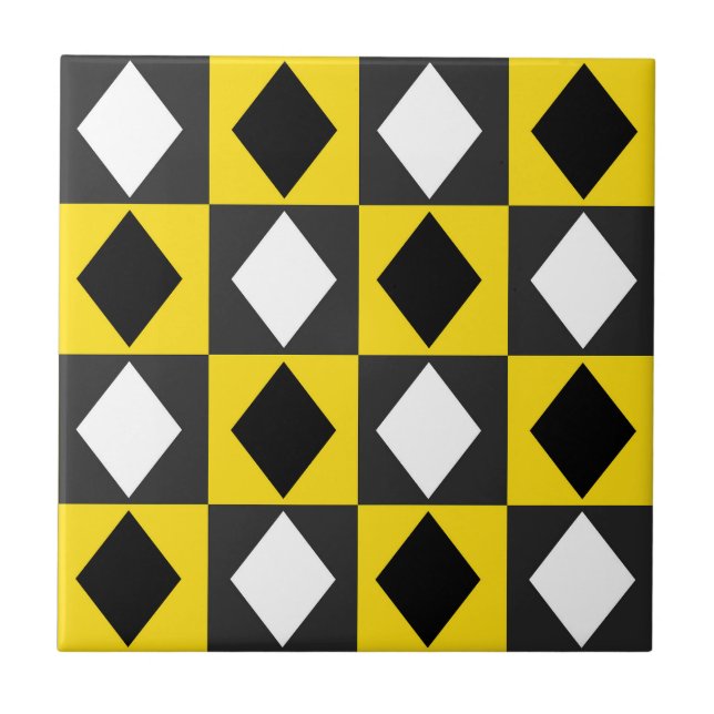 Carreau Forme de diamant jaune noir blanc Rhombus (Devant)