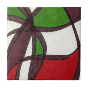 Carreau Forme libre de couleur vive abstrait en rouge et v