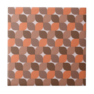 Carreau Formes Abstraites de Style Mid Century en Orange e