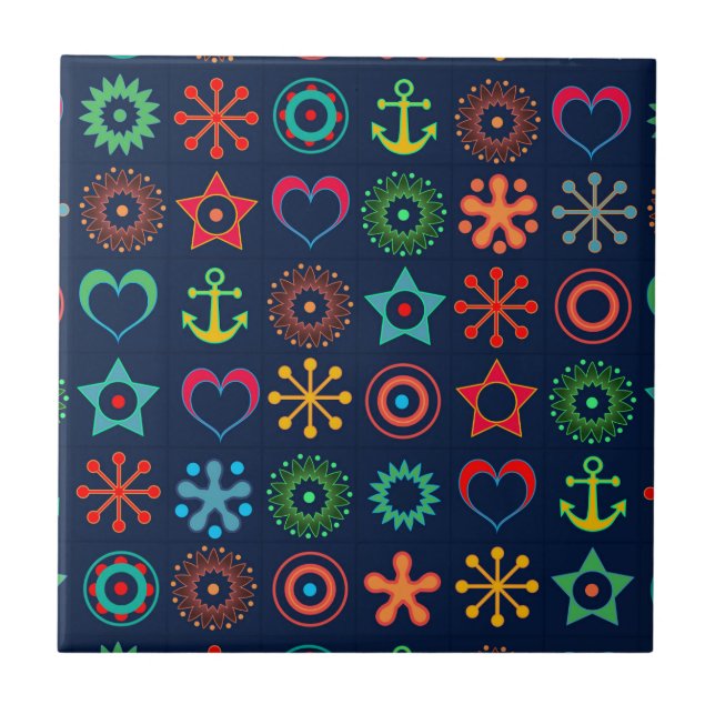 Carreau Formes amusantes Abstraites design rétro impressio (Devant)