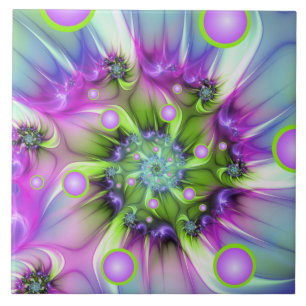 Carreau Formes arrondies de spirale colorées Art fractal A