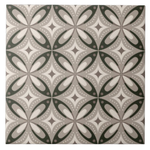 Carreau Formes circulaires rétro beige et marron