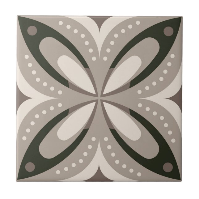 Carreau Formes géométriques rétro beige et marron (Devant)
