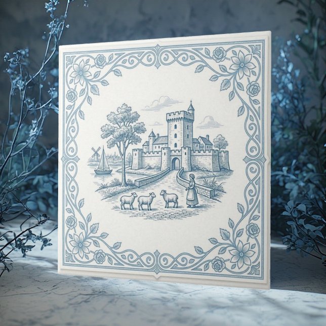 Carreau Fort rustique français provincial shabby chic vint (Rustic French Provincial Shabby Chic Vintage Fort Ceramic Tile)