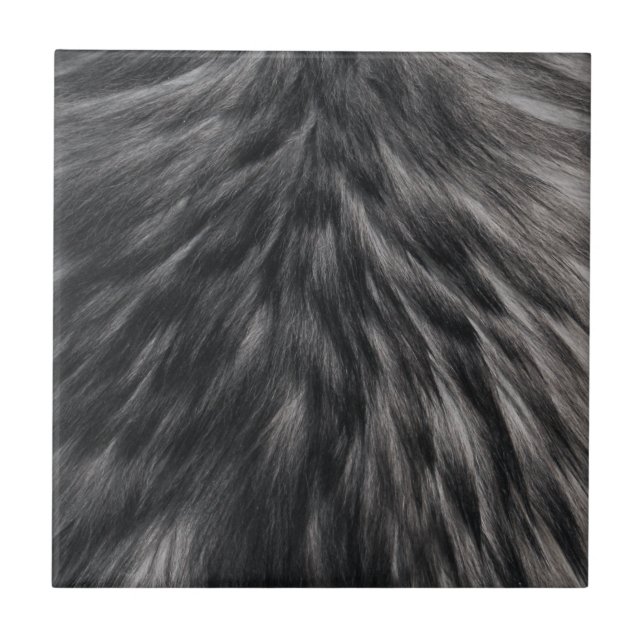 Carreau Fourrure Faux de luxe Imprimé noir Gris Mink Cheve (Devant)