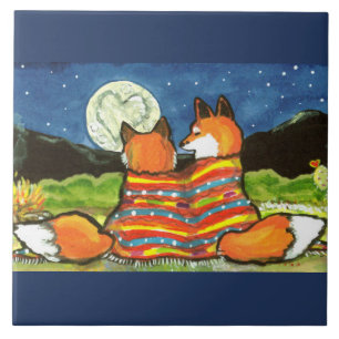 Carreau Fox Foxes Aimer Romantique Couple Mariage Annivers