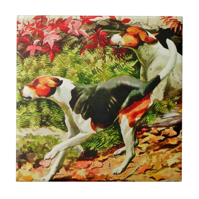 Carreau Foxhounds-anglais&américain - bois d'automne (Devant)