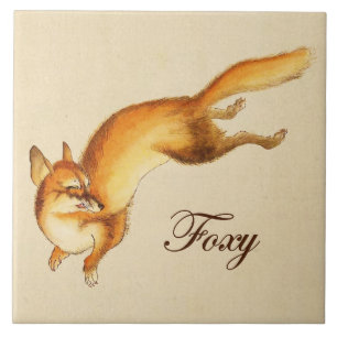 Carreau "Foxy" - Dessin japonais Vintage d'un renard