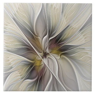 Carreau Fractal floral, fleur de fantaisie aux couleurs de
