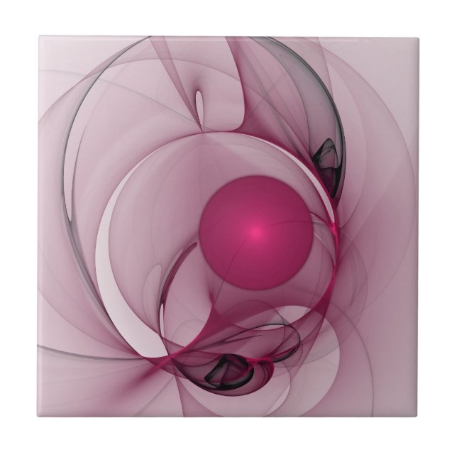 Carreau Fractale balançante, Art abstrait moderne rose bai (Devant)