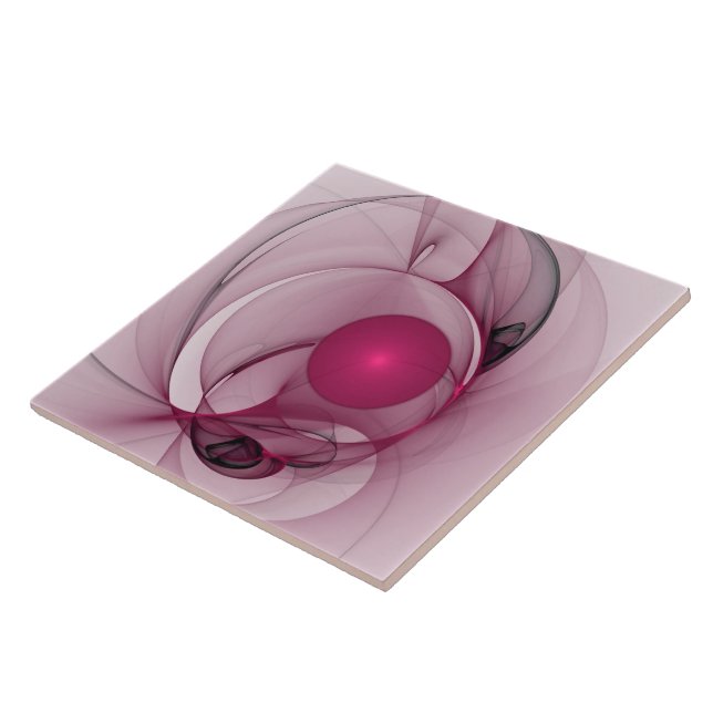 Carreau Fractale balançante, Art abstrait moderne rose bai (Côté)