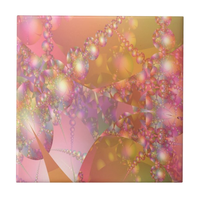 Carreau Fractale de bulle rose et orange (Devant)