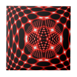 Carreau Fractale de globe rouge néon