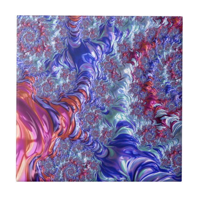 Carreau Fractale numérique abstrait coloré trippy groovy (Devant)