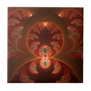 Carreau Fractale orange rouge moderne abstraite lumineuse