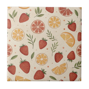 Carreau Fraise sauvage et brins d'agrumes dans une crème r