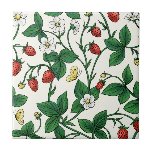Carreau Fraises sauvages rouge/jaune/vert/blanc cassé (Devant)