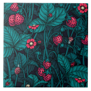 Carreau Fraises sauvages, rouges et bleues