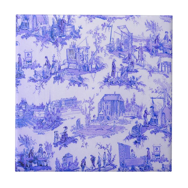 Carreau Français Bleu Blanc Toile Chinoiserie Style Rustiq (Devant)