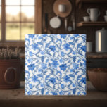 Carreau Français Cottage Marine Bleu Floral<br><div class="desc">Avec un design floral bleu complexe,  ces carreaux rappellent les cottages français et les espaces cosy. Un ajout unique à la cuisine ou salle de bain.</div>