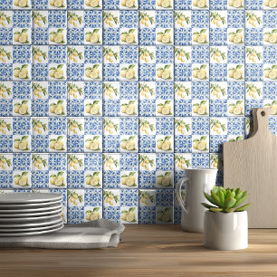 Carreau français de pays bleu motif citron