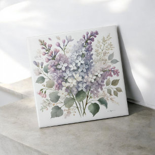 Carreau Français Lilac Aquarelle Florale Élégante Déco Pri