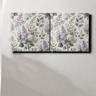 Carreau Français Lilac Aquarelle Florale Élégante Déco Pri