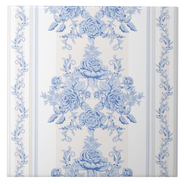 Carreau français, shabby chic, vintage, bleu pâle, blanc,  (Devant)