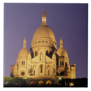 Carreau France, Paris, Sacré-Coeur au crépuscule.