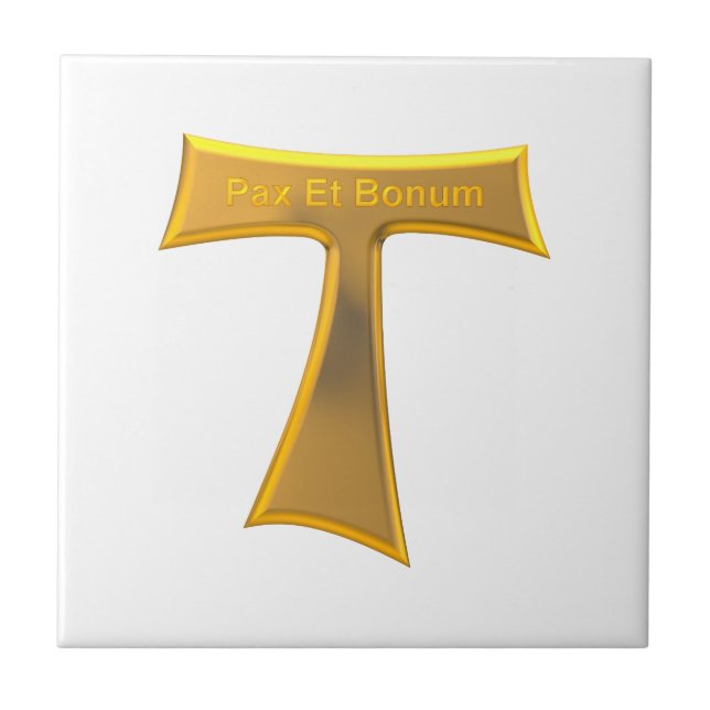 Carreau Franciscain Tau Cross Pax Et Bonum Or Metallic (Devant)